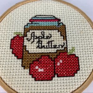 Vintage Cross Stitch Apple Butter Kitchen Decor